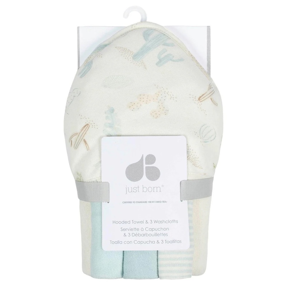Just born towel and 3 piece washcloths set